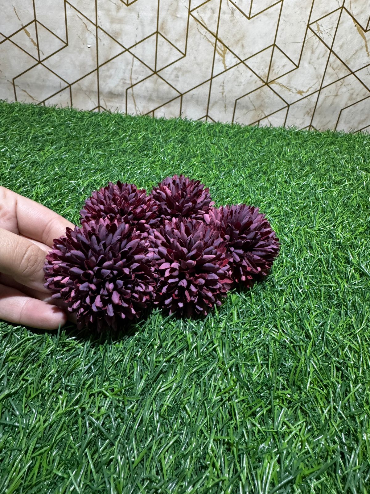 Maroon Dahlia Artificial Flower (Pack of 5)