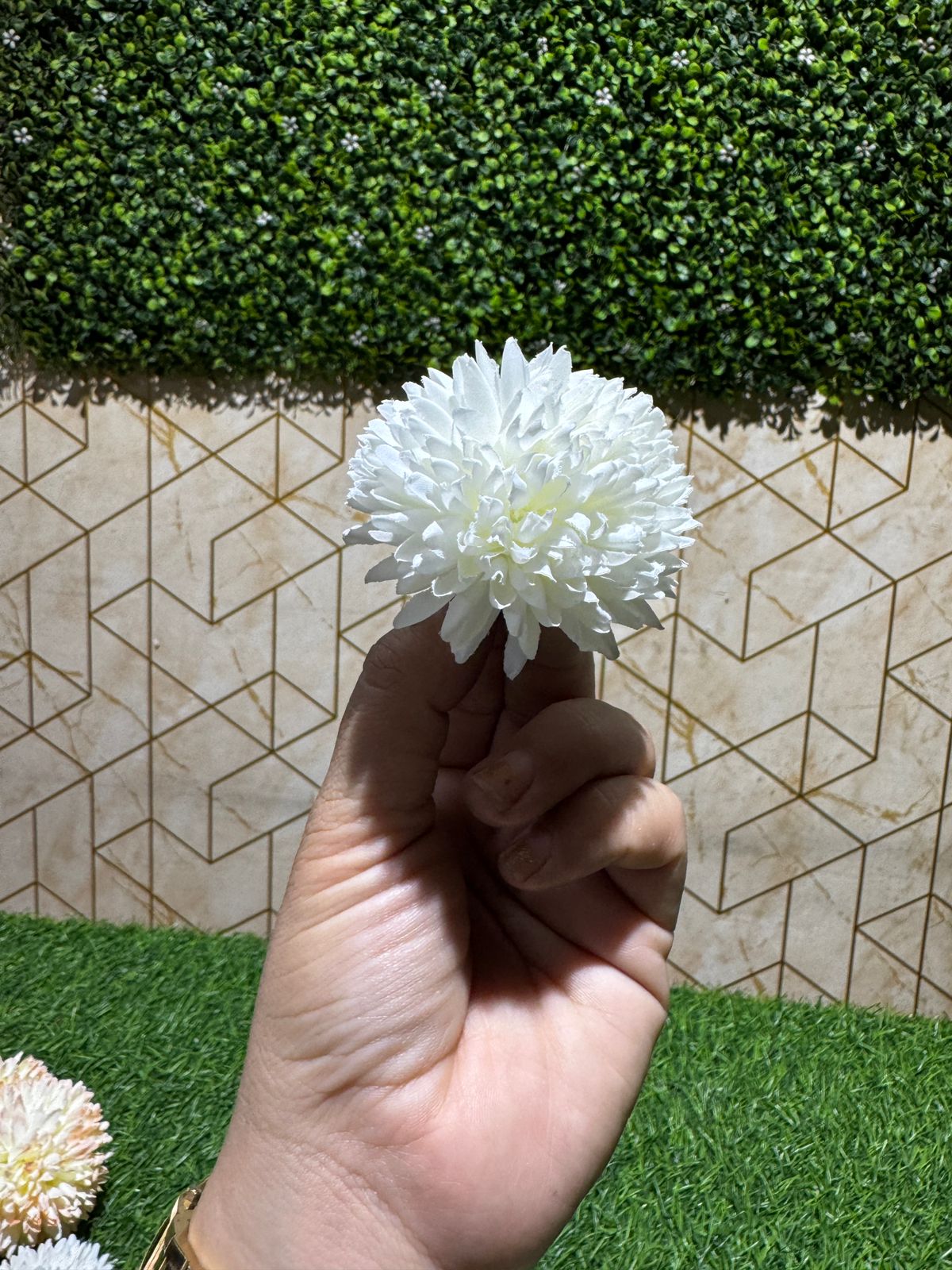 White Dahlia Artificial Flower (Pack of 5)
