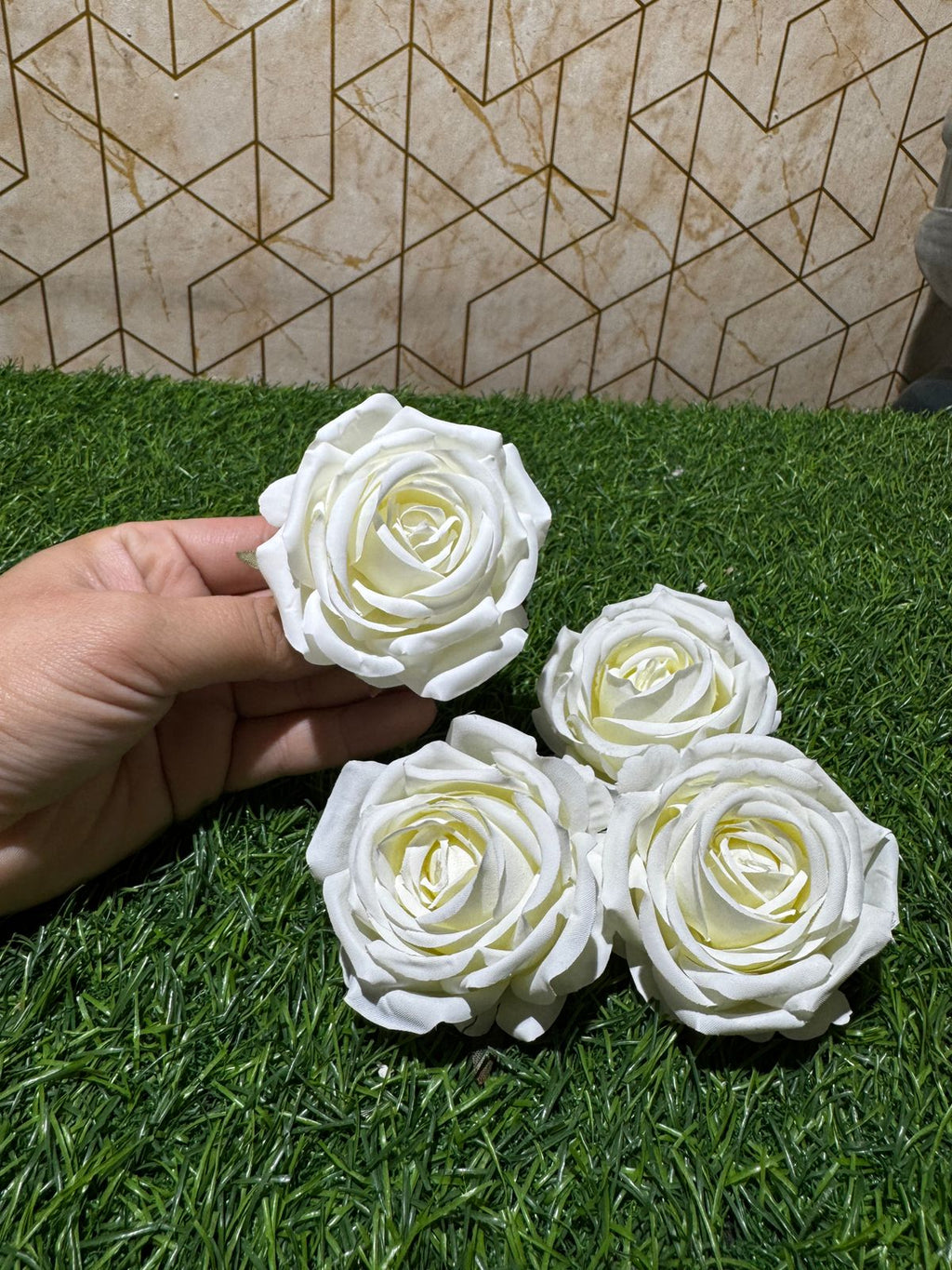 White Rose Artificial Flower (Pack of 4)