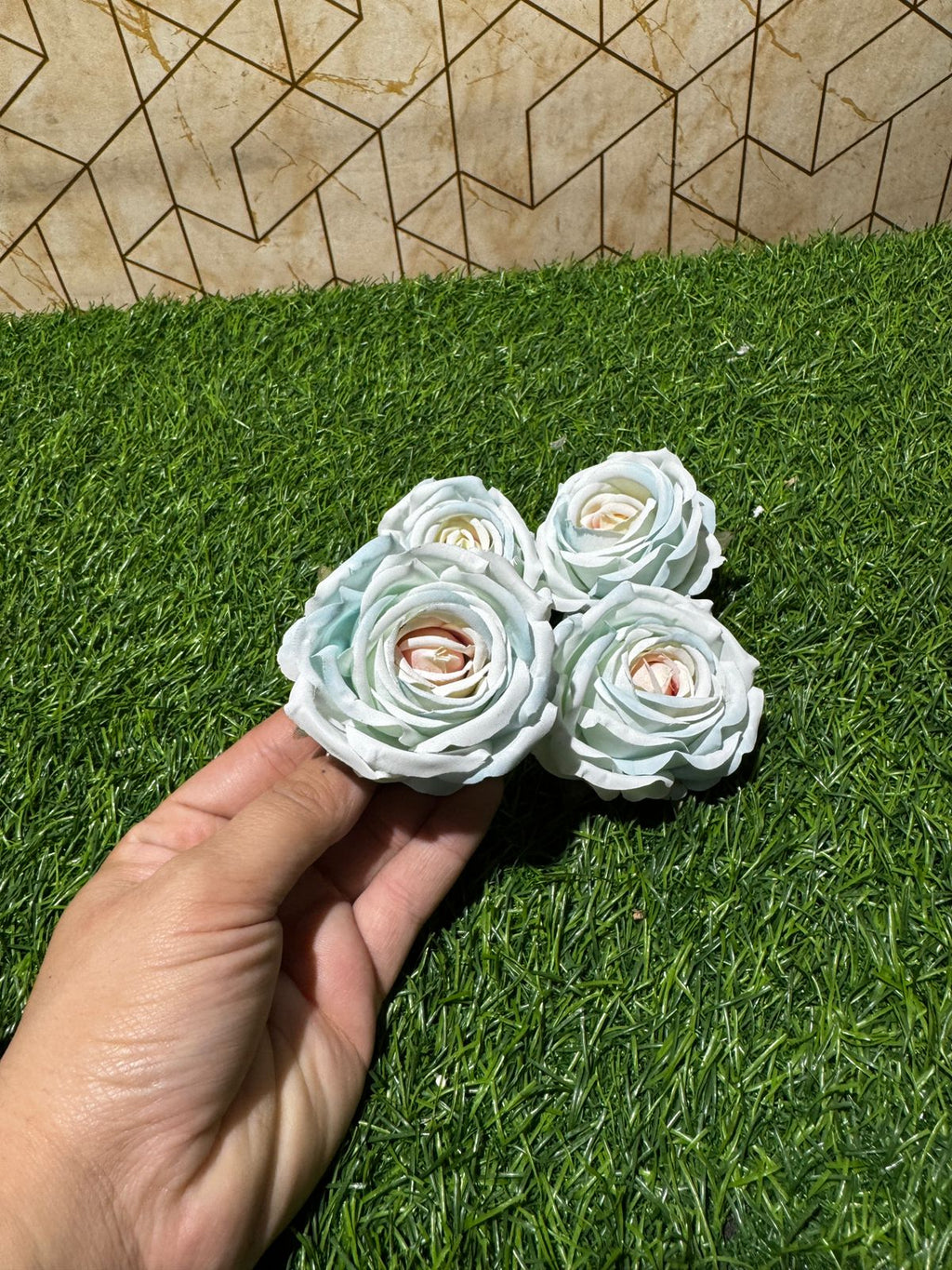 Light Blue Rose Artificial Flower (Pack of 4)