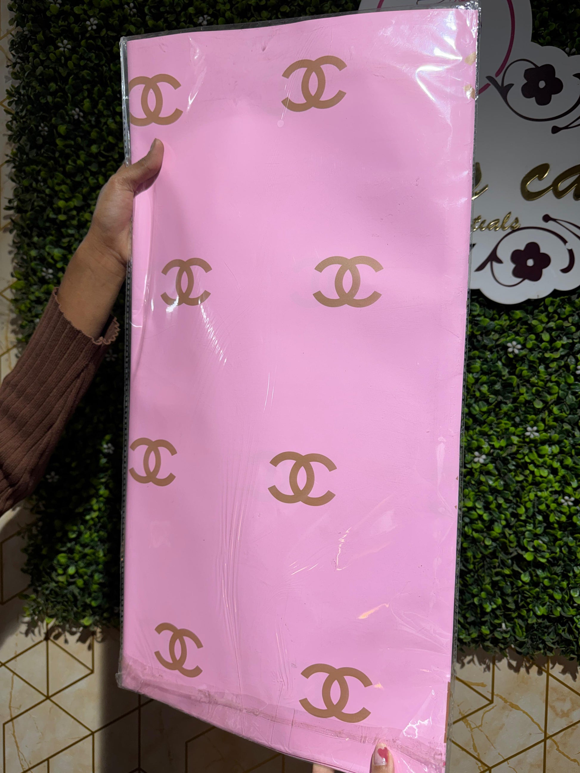 Pink Printed Bouquet Wrapping Sheet (Pack of 20)