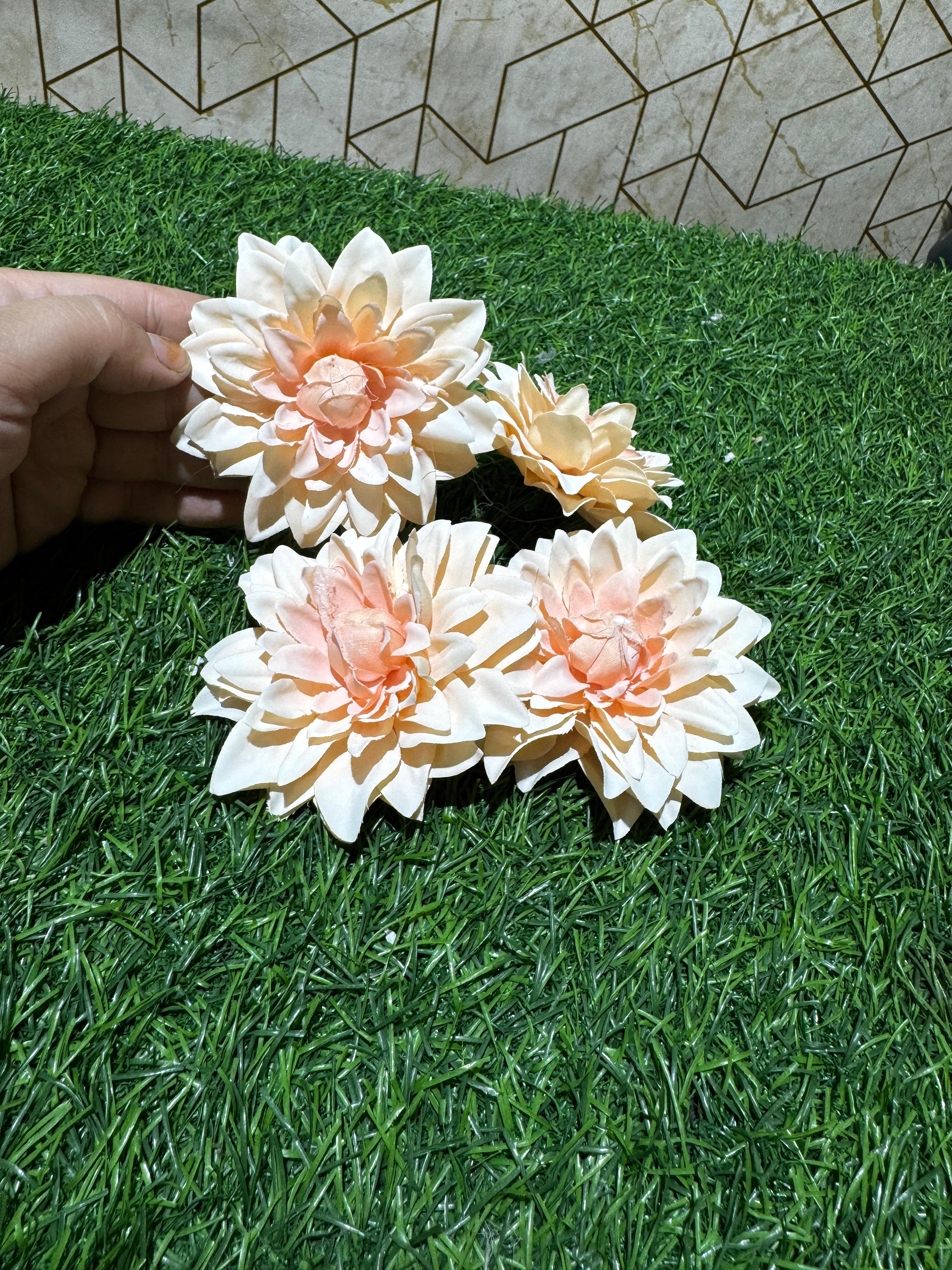 Peach Dahlia Artificial Flower (Pack of 4)