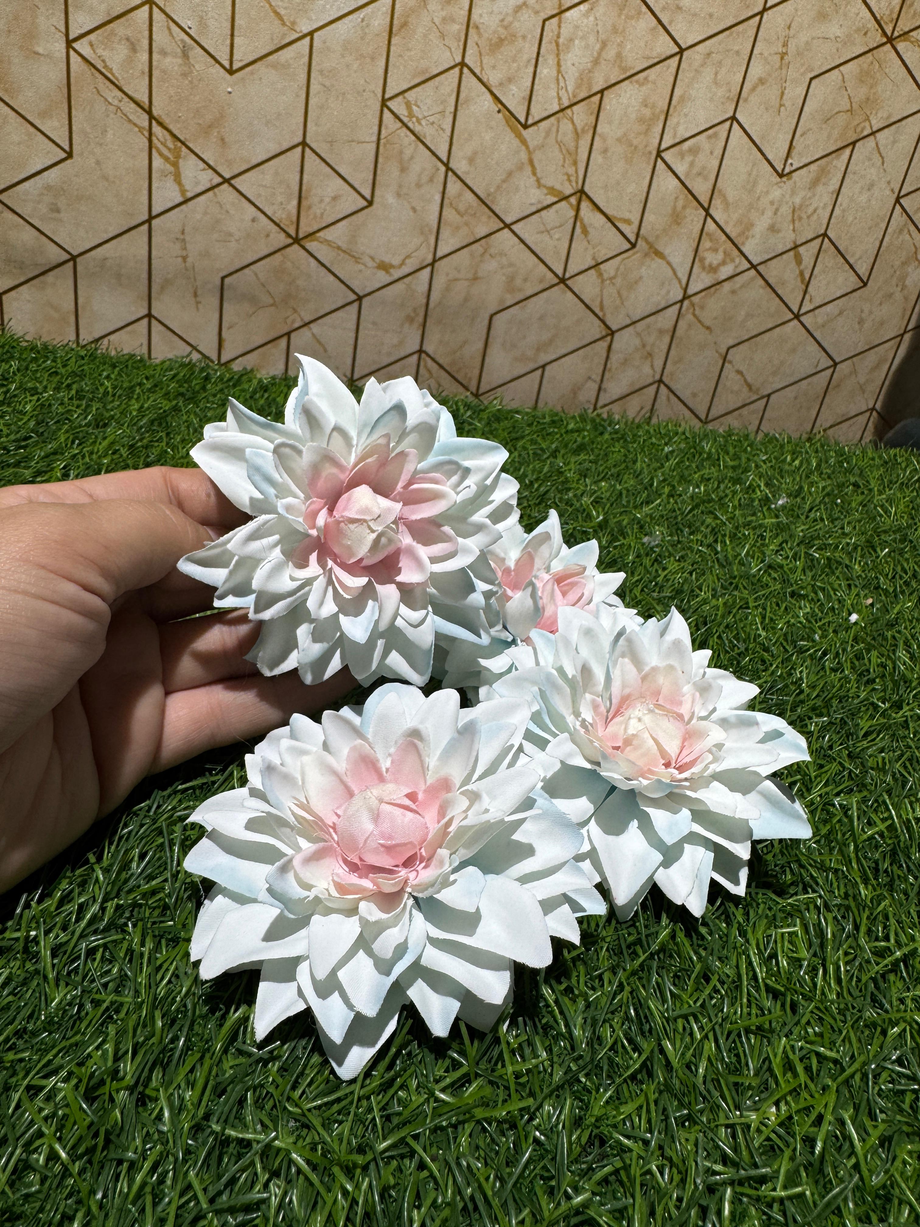 Light Blue Dahlia Artificial Flower (Pack of 4)