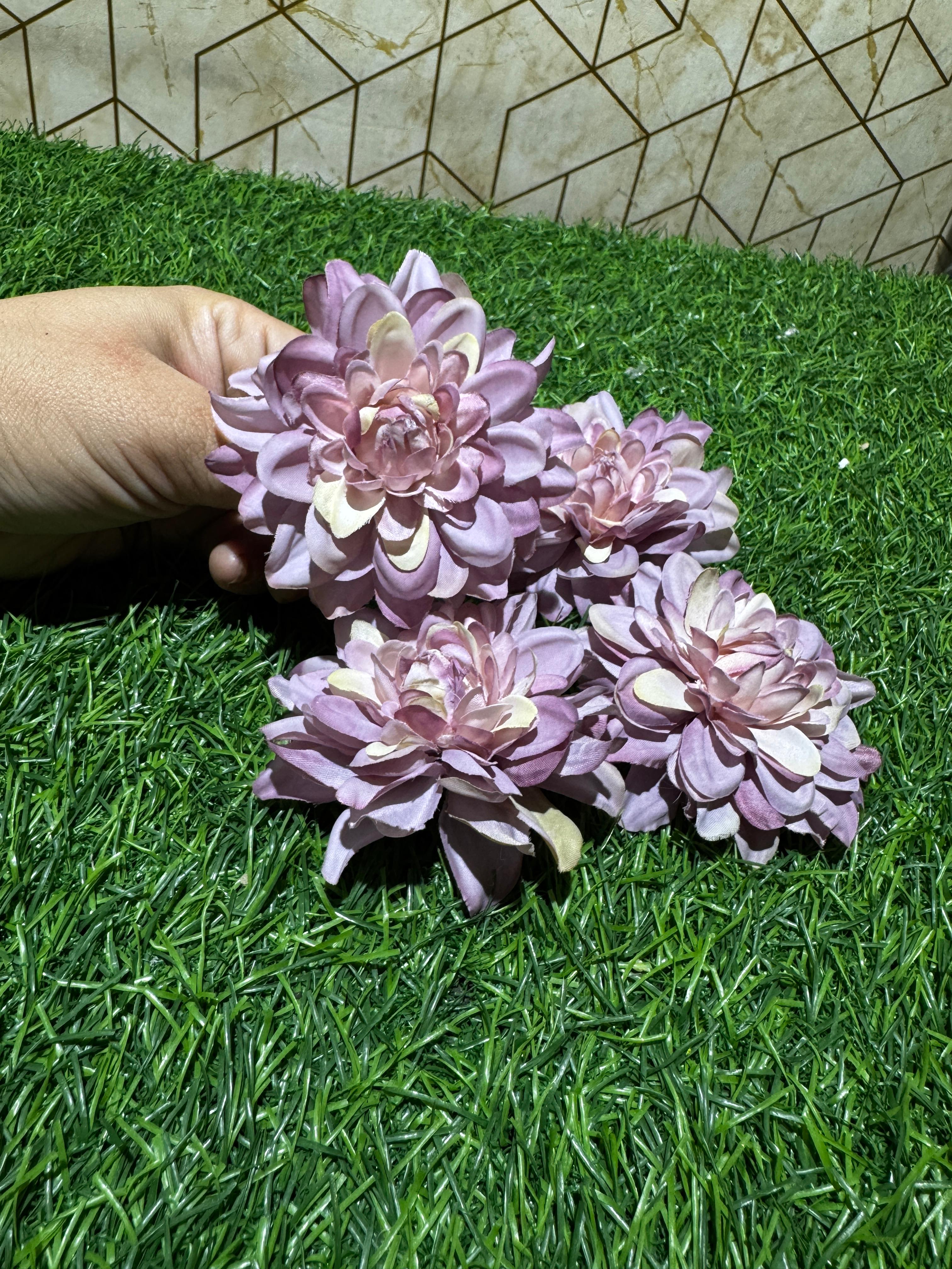 Purple Dahlia Artificial Flower (Pack of 4)