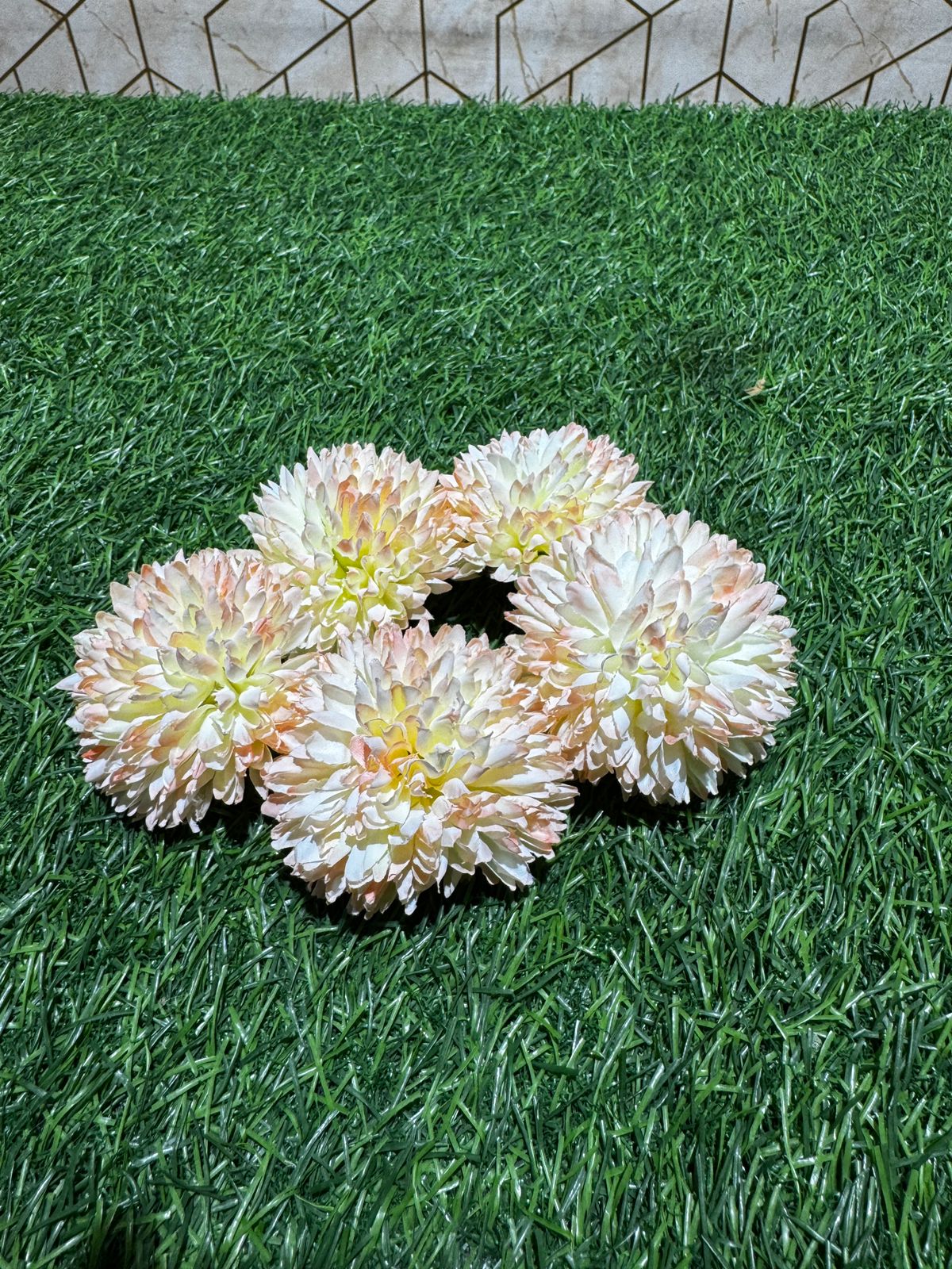 Peach Dahlia Artificial Flower (Pack of 5)