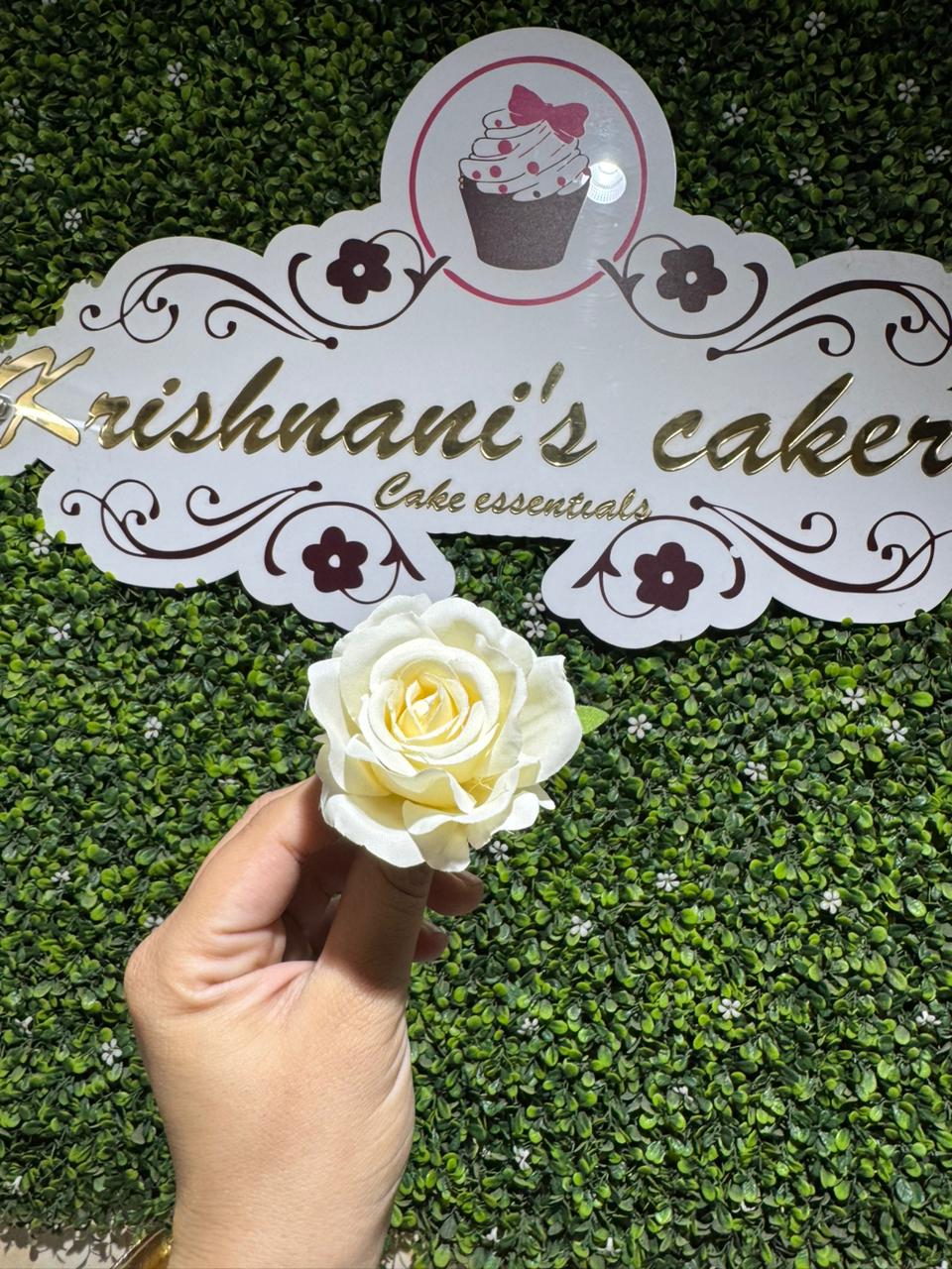 White Korean Rose Artificial Flower (Pack of 10)
